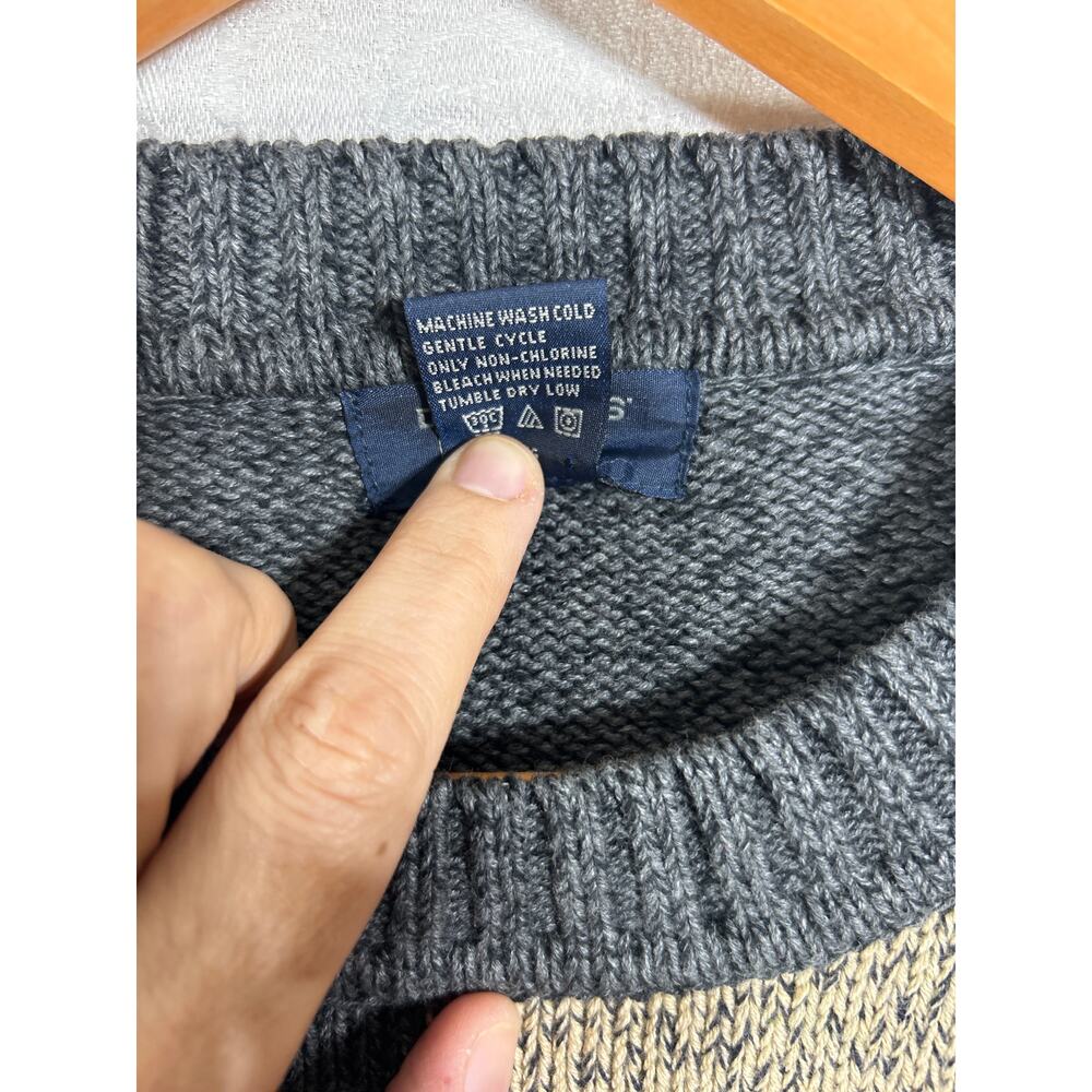Vintage Sweater XL Gray Geometric Crew Neck Australia Cotton Dockers - Picture 7 of 9